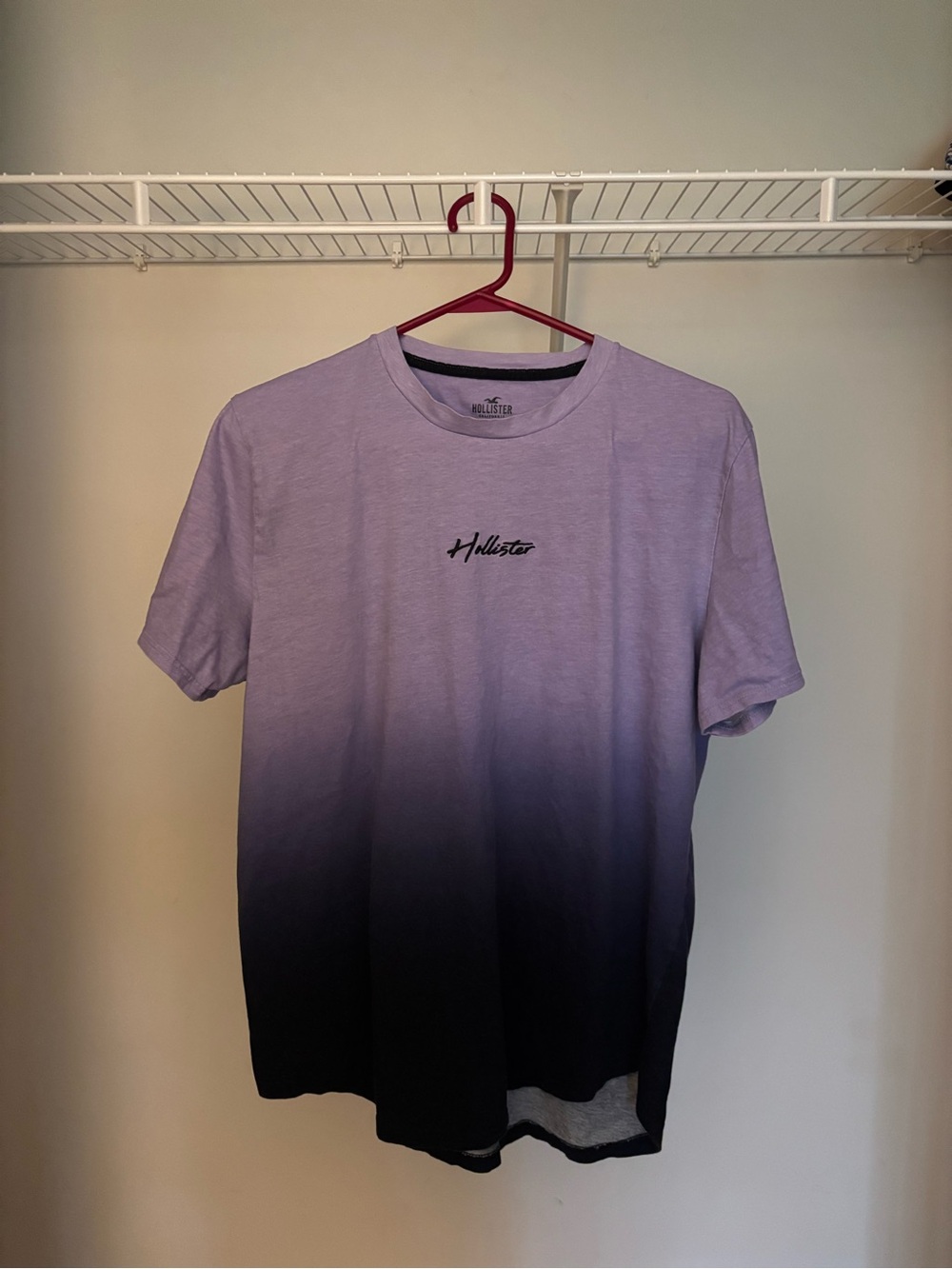 Hollister Men's Lavender to Black Ombre Short-Sleeve Tee